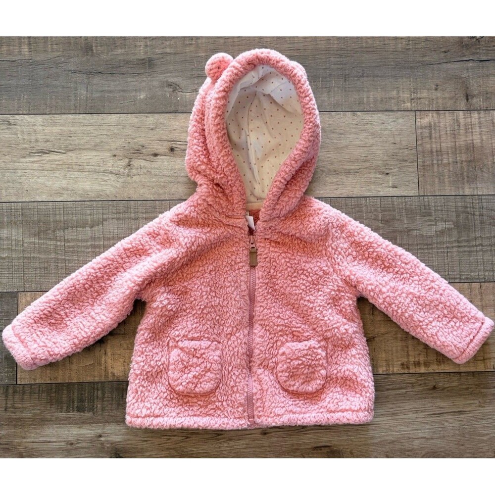 Carter's Baby Girl 18 Months Zippered Pink Sherpa Hoodie/Jacket Used